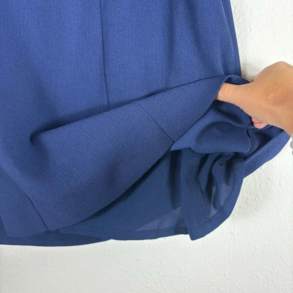 NWT Eliza J Cold Shoulder Crepe Shift V-neck Dress in Navy Blue size 10 - Picture 10 of 16